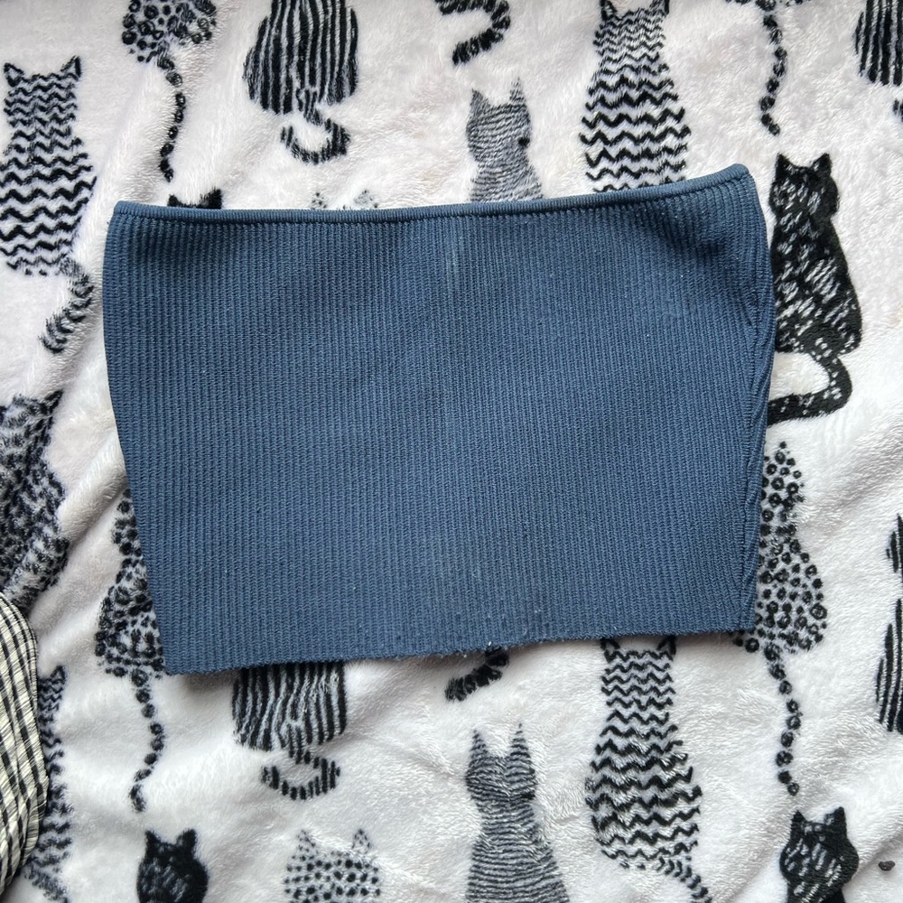 Blue Ribbed Tube Top